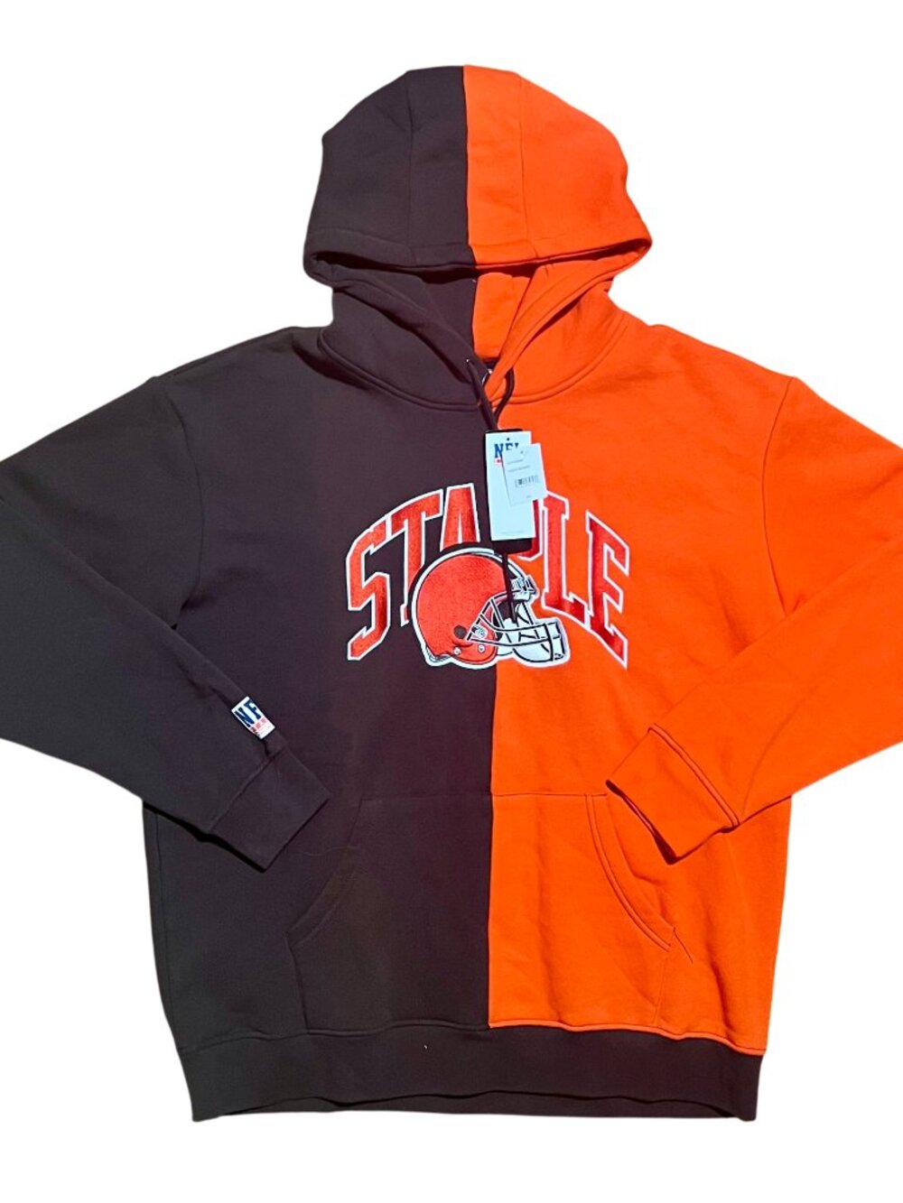 Cleveland Browns NFL x Staple Split Logo Brown Orange Hoodie, Men's 2XL